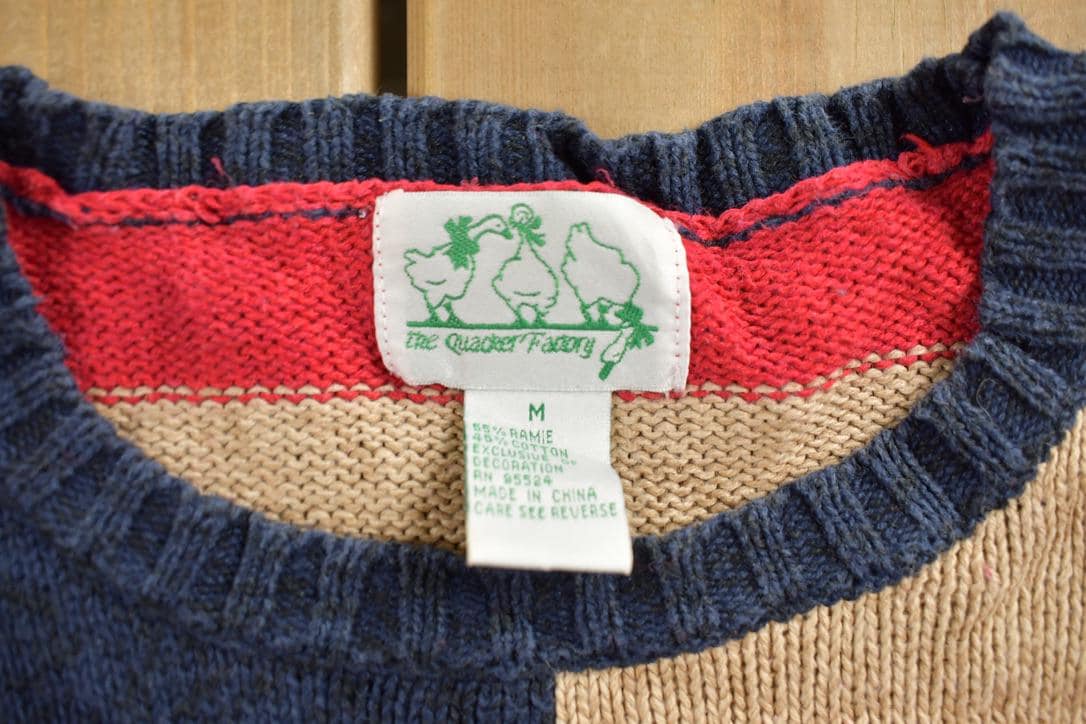 Vintage 1980s Quacker Factory American Flag Graphic Knitted Sweater
