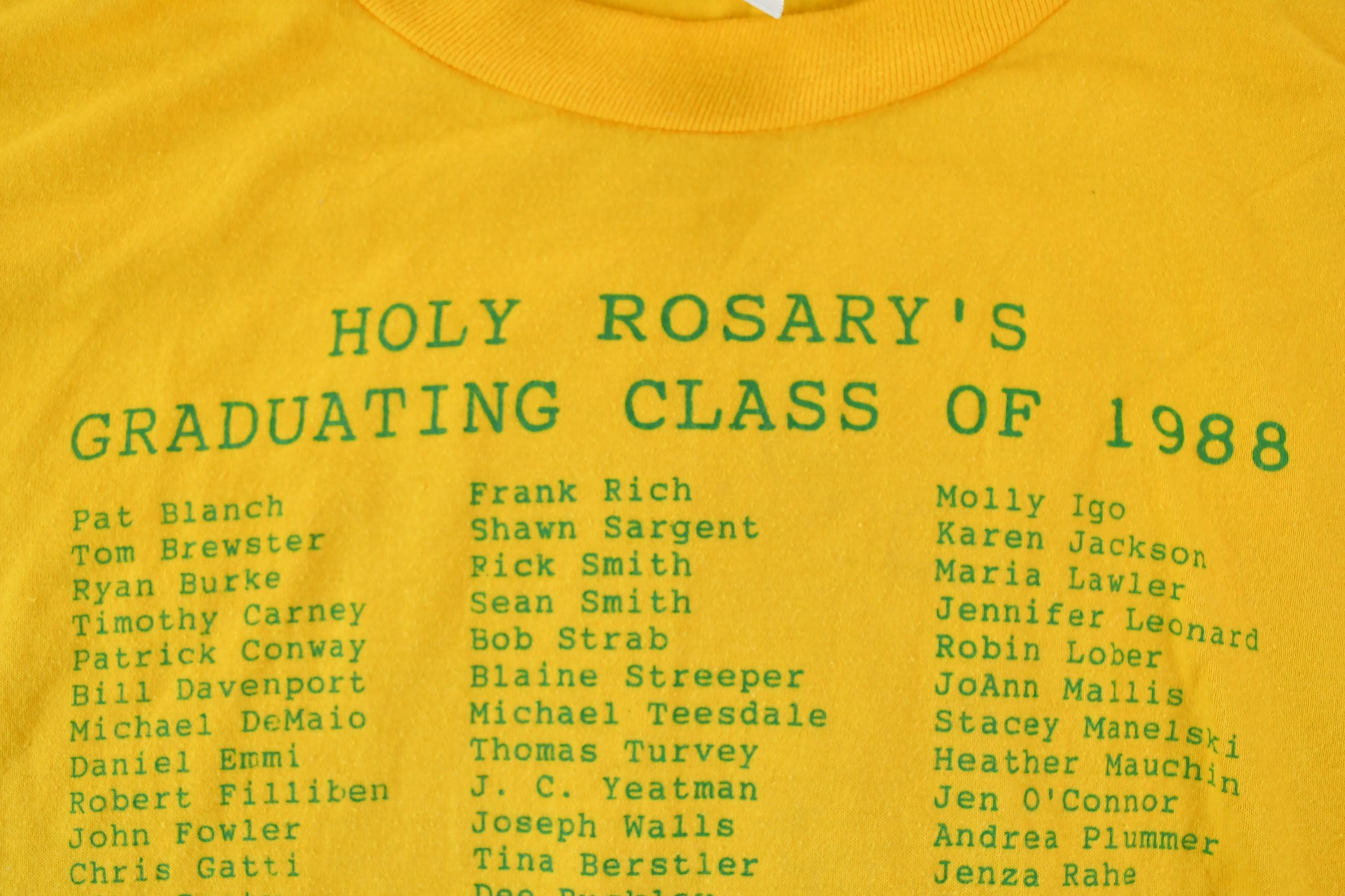 Vintage 1980s Holy Rosaries Class Of 1988 Single Stitch T-Shirt