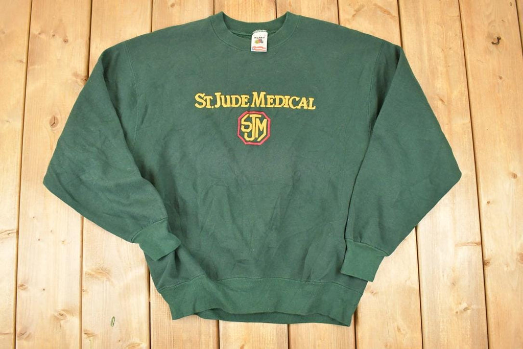 Vintage 1990s St Jude Medical Embroidered University Crewneck Sweater Mens M