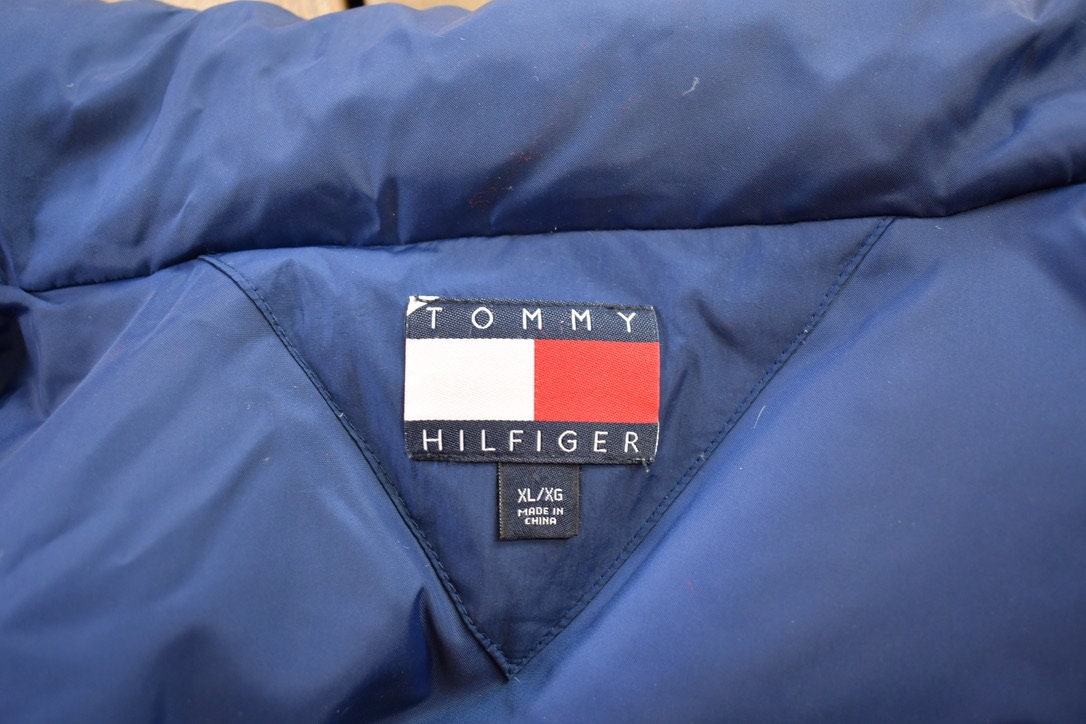 Vintage 1990s Tommy Hilfiger Color Block Goose Down Winter Puffer Jacket
