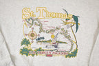 Vintage 1990s St Thomas Virgin Islands Cartoon Map Graphic Print Crewneck Sweatshirt Mens XL