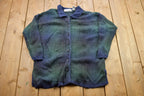 Vintage 1990s Plaid Knitted Button Up Collared Sweater
