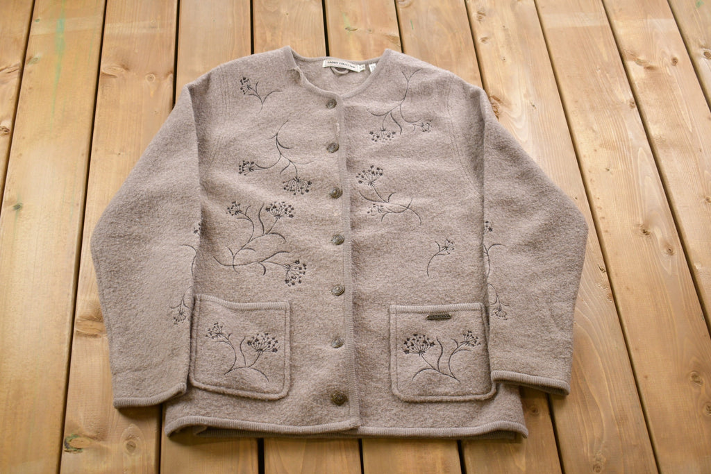 Vintage 1990s Gaddy Collection Floral Embroidered Wool Sweater