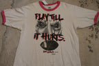Vintage 1990s Play Till It Hurts Football Graphic Ringer T Shirt