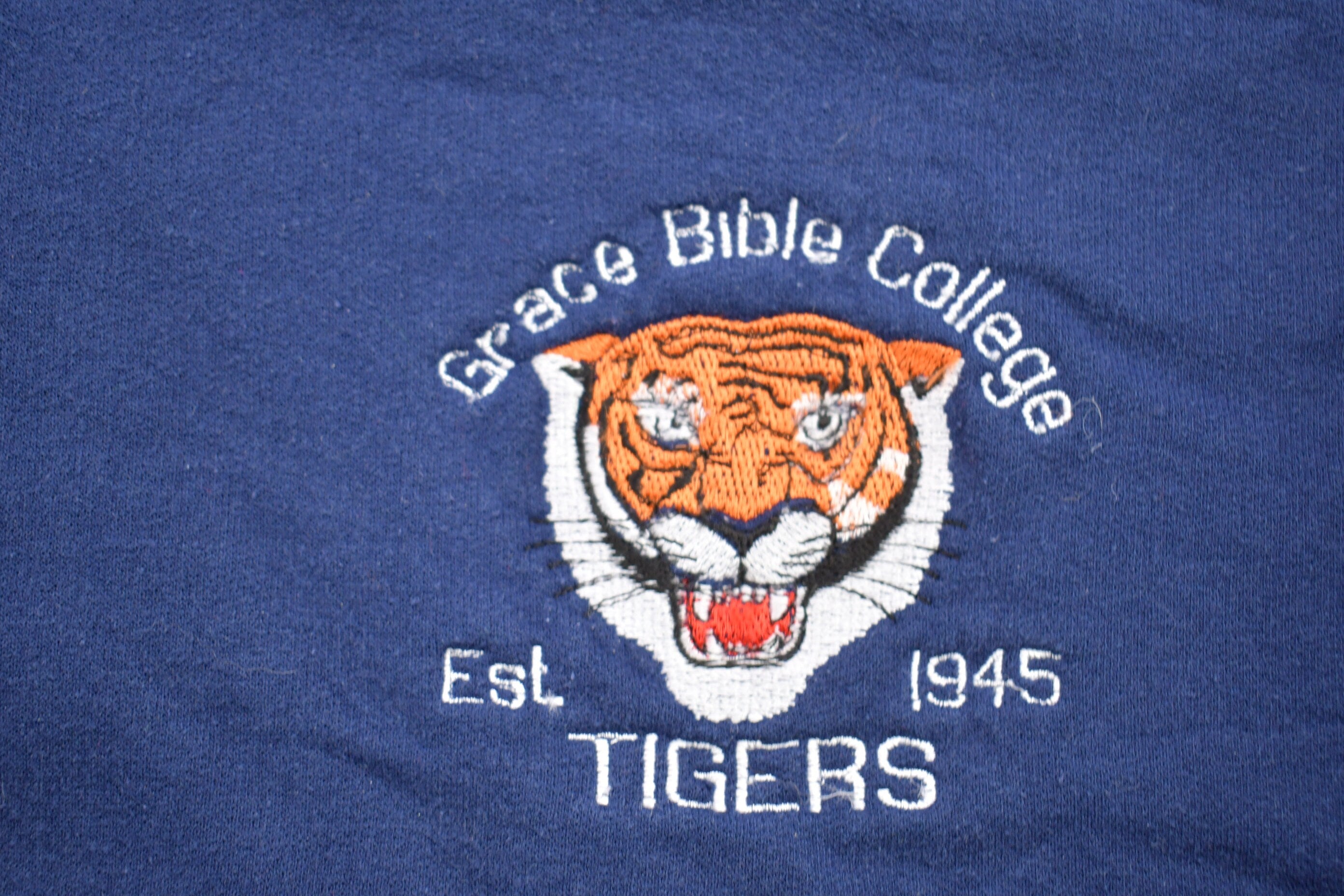 Vintage 1990s Grace Bible College Tigers Collegiate Hoodie
