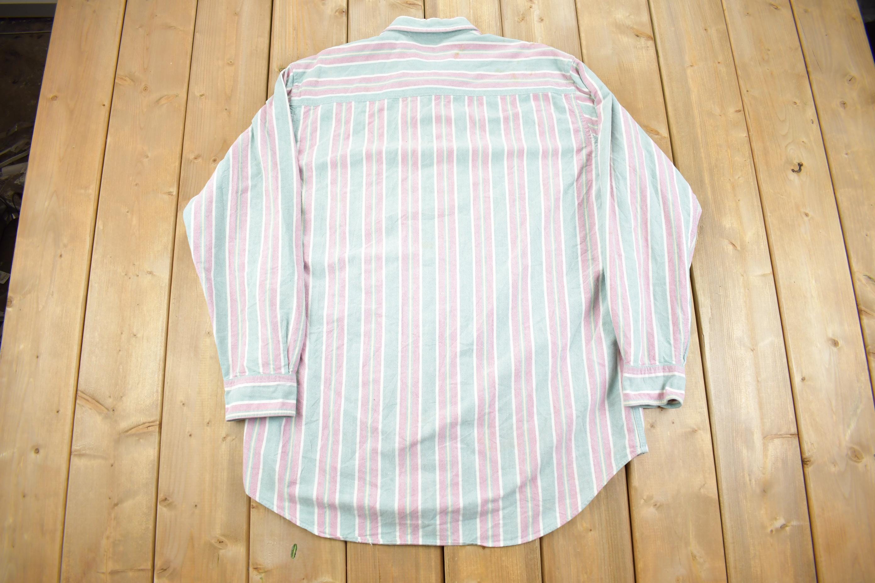 Vintage 1980s St John's Bay Pastel Striped Button Up Shirt