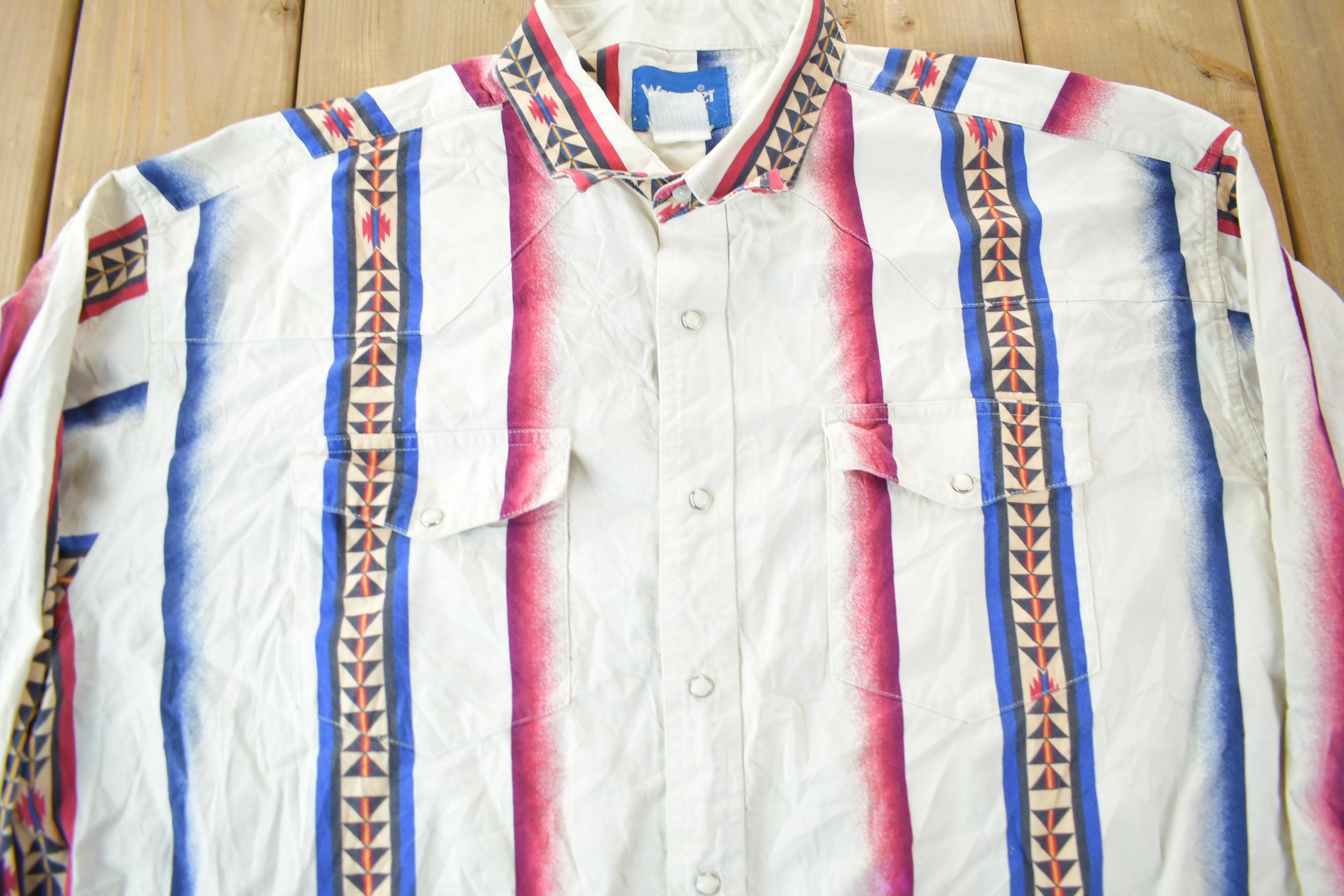 Vintage 1990s South Western All Over Print Wrangler Western Shirts Button Up Shirt