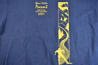 Vintage 2001 Navy Blue Cotton Deluxe Blue Hills Ascent Long Sleeve Graphic Mock Neck T-Shirt