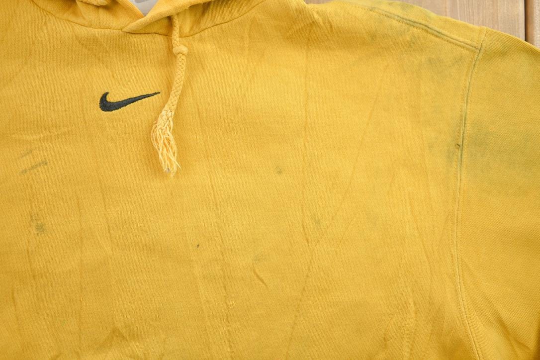 Vintage 1990s Distressed Nike Center Swoosh Hoodie  Middle Swoosh Hoodie  NikeMid Swoosh  grey tag  Vintage Nike Hoodie  Made In Canada