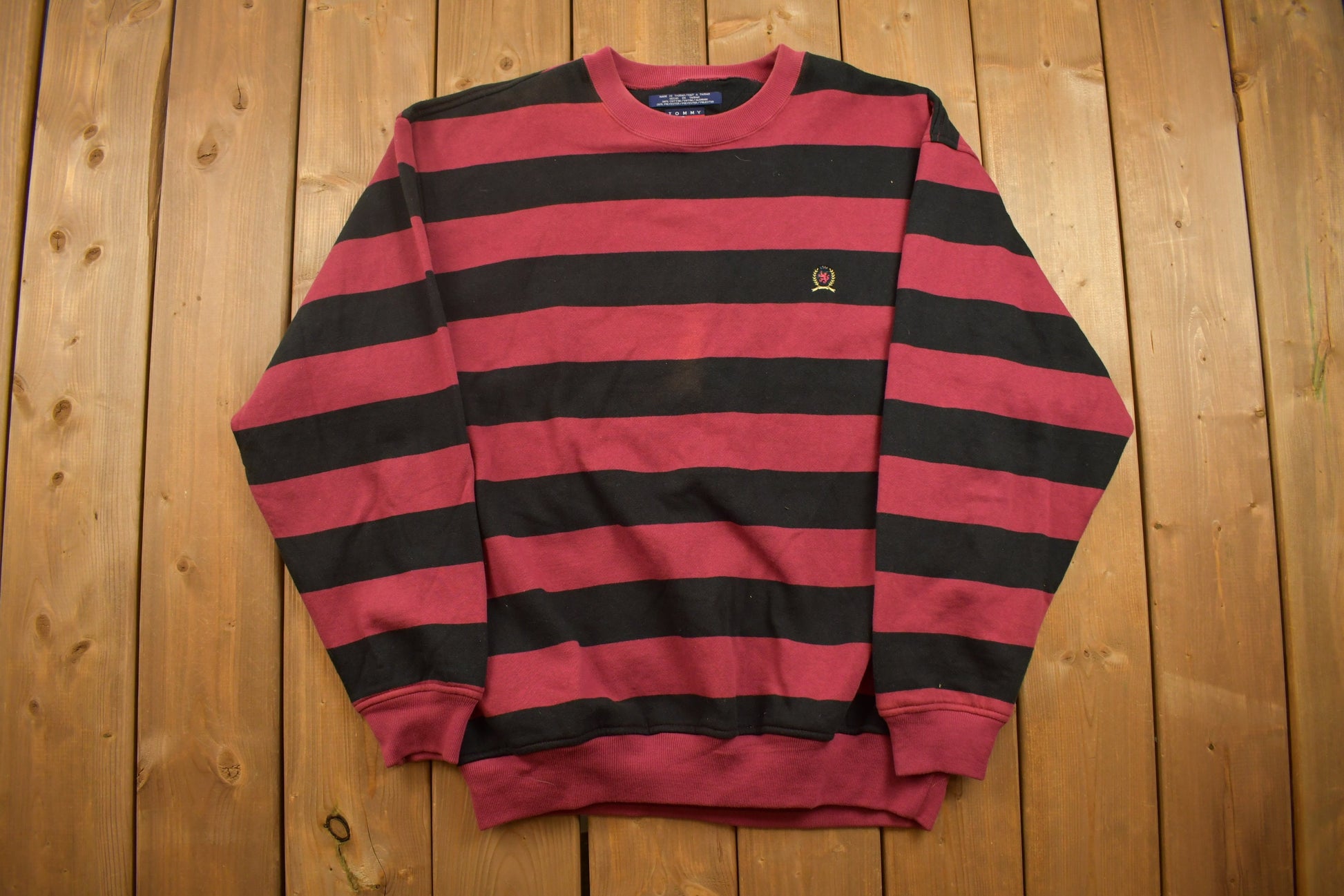 Vintage 1990s Tommy Hilfiger Striped Crewneck Sweatshirt