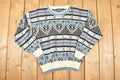 Vintage 1990s Van Heusen AOP Winter Knit Crewneck Sweater Men's M