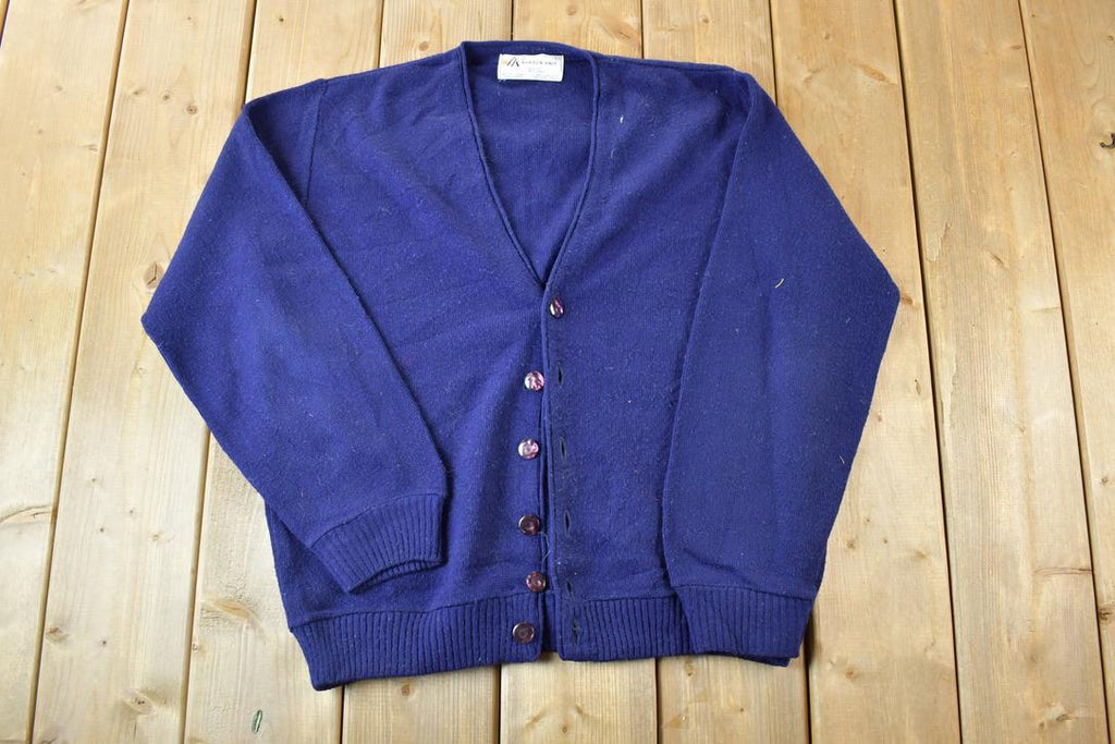 Vintage 1970s Warren Knit Perfect Mild Distress Cardigan Sweater Made In USA