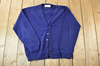 Vintage 1970s Warren Knit Perfect Mild Distress Cardigan Sweater Made In USA