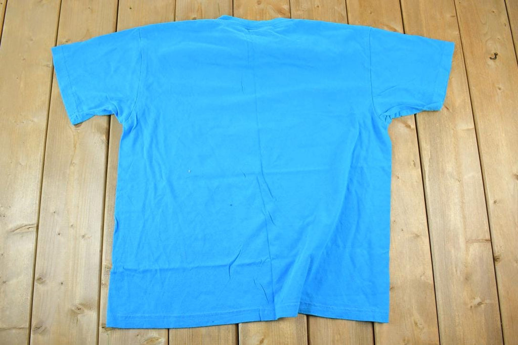 Vintage 1990s Blank Sky Blue Souvenir Single Stitch Graphic Print T-Shirt /