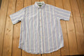 Vintage 1990s Vertical Striped Manhattan Short Sleeve Button Down Shirt