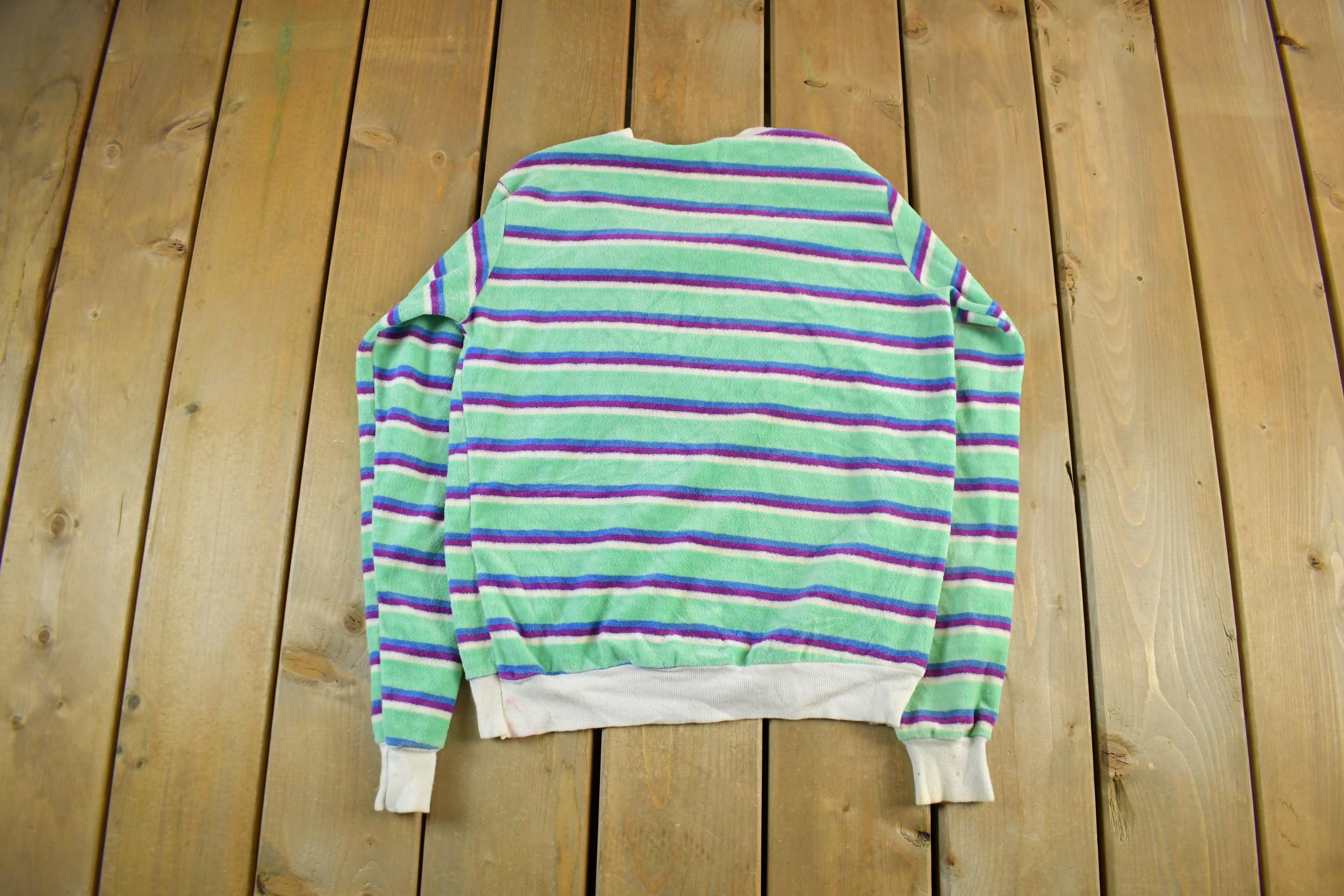 Vintage 1990s Over Easy Velour V Neck Sweater Women's S
