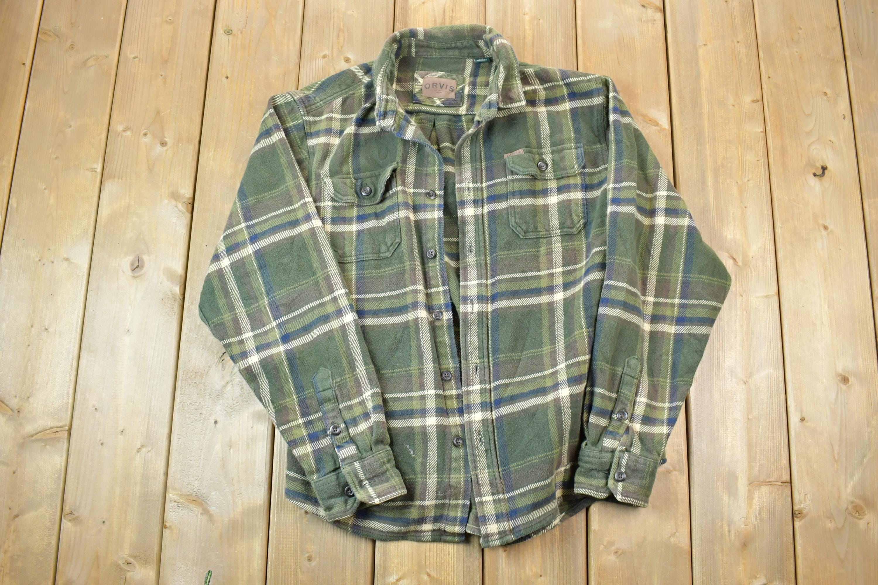 Vintage Orvis Green Plaid Button Up Board Shirt