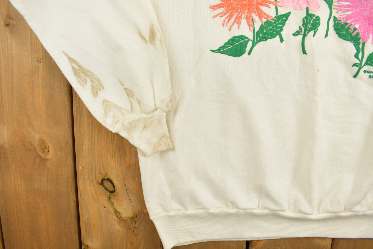 Vintage 1980s Morning Sun Floral Graphic Collared Sweatshirt / 90s Sweatshirt / Souvenir / Athleisure / Streetwear / Made In USA