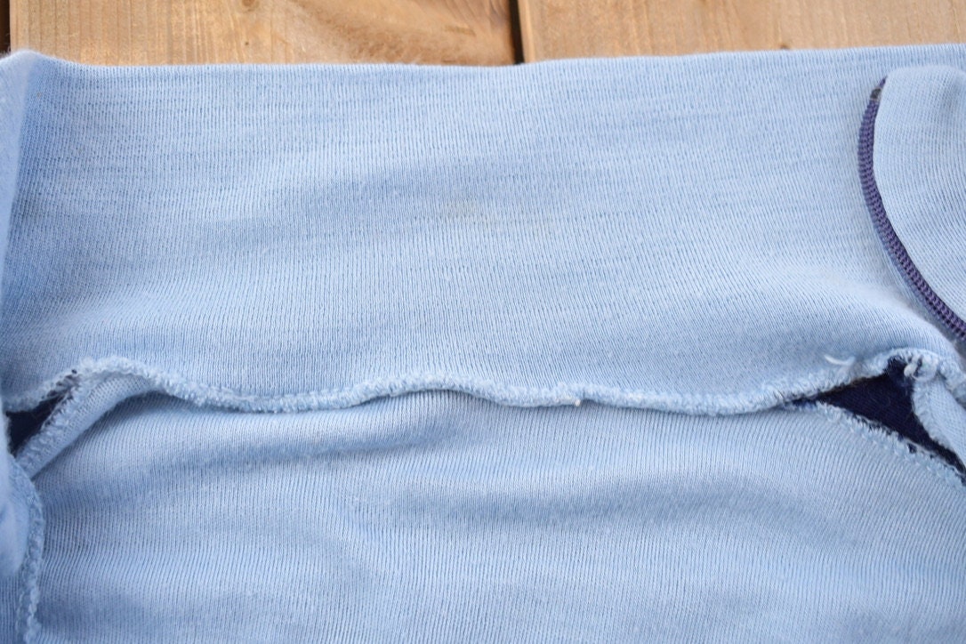 Vintage 1990s Blank Blue Colour Block Zip Up Sweatshirt