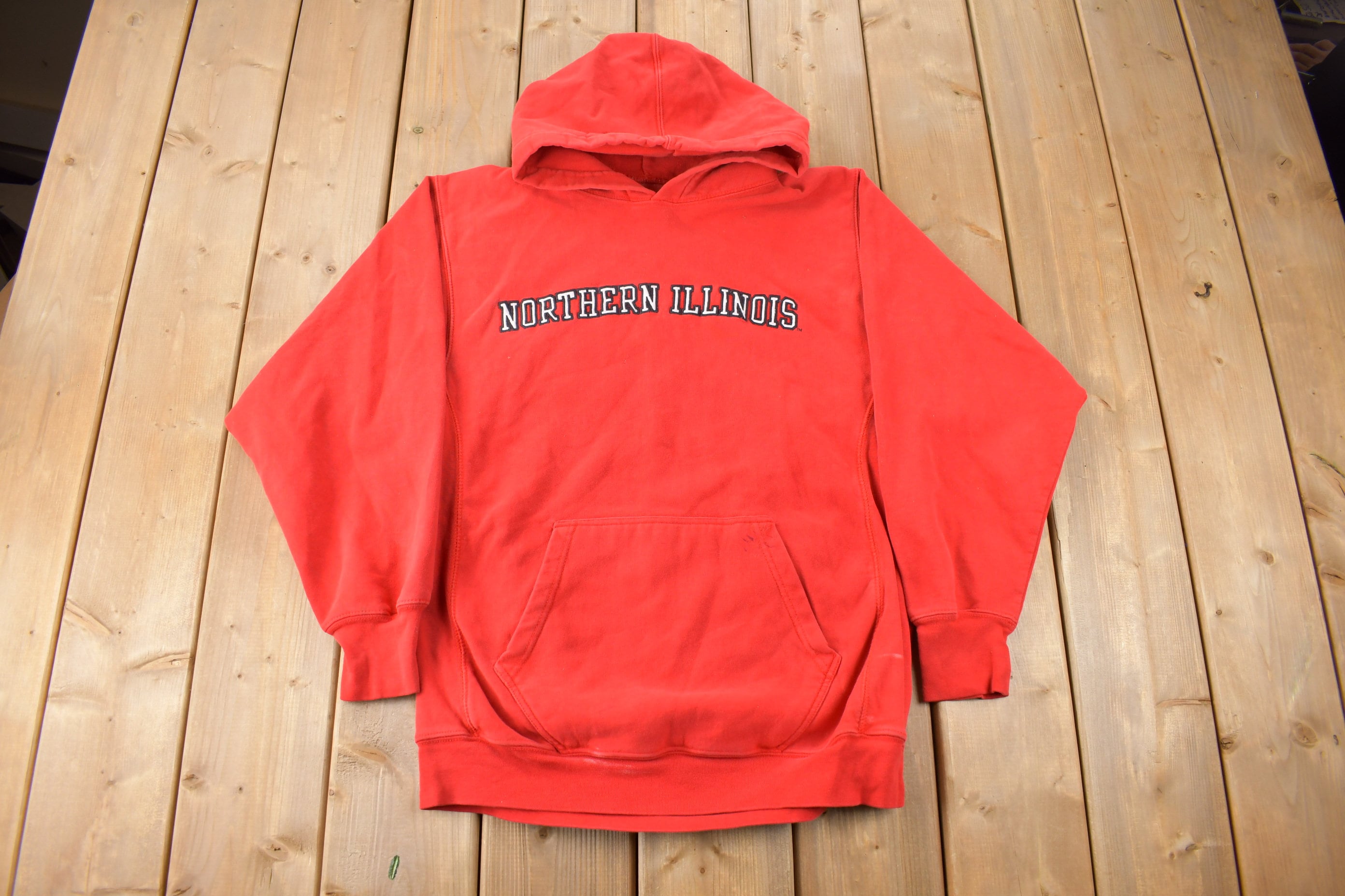 Vintage 1990s Northern Illinois University Heavy Weight Embroidered Collegiate Hoodie Size M