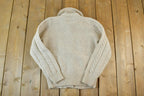 Vintage 1990s Grand Tier 100% Wool Button Up Cable Knit Crewneck Sweater