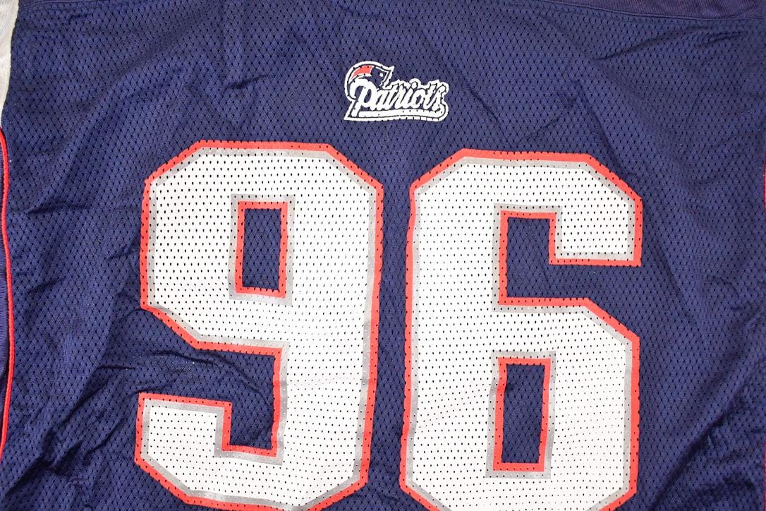 Vintage Y2K Reebok New England Patriots Adalius Thomas NFL Jersey Men's L / Football Fan Apparel / 2000s Sportswear / Single Stitch Tee