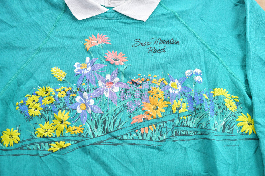 Vintage 1990s Snow Mountain Ranch Lifestyles Collared Floral Sweater