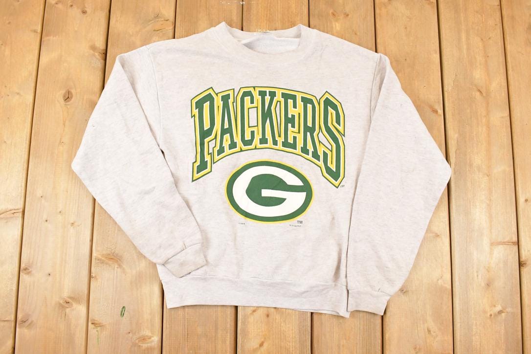 Vintage 1998 Green Bay Packers NFL Football Graphic Print Crewneck Sweatshirt Youth L