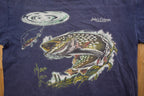 Vintage 1990s Jakes Cottages Hungry Fish Graphic T-Shirt  Made In Canada  Streetwear  Nature T Shirt  Outdoorsman
