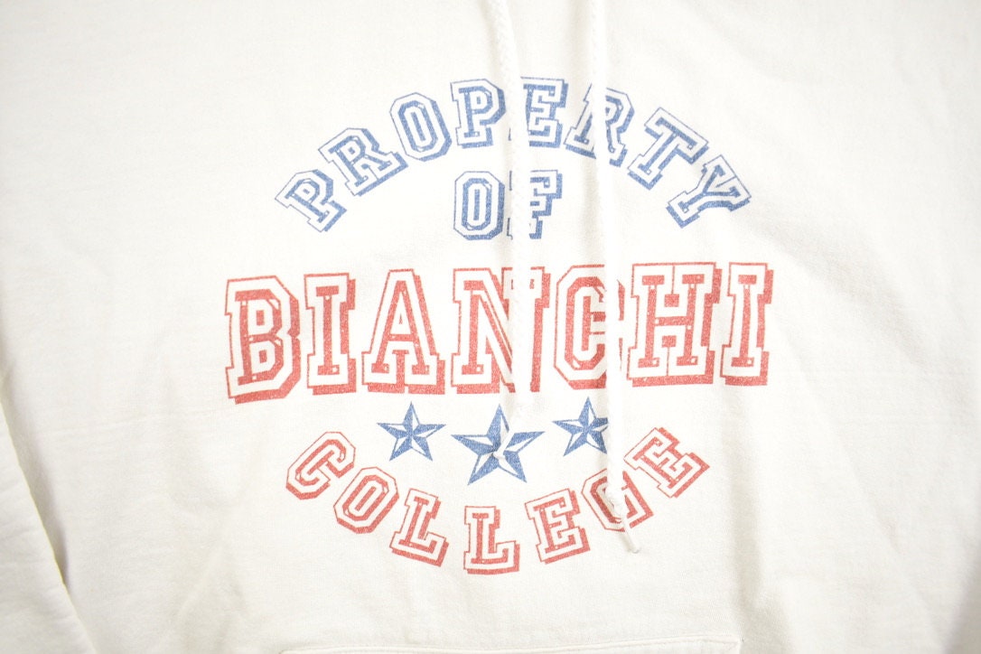 Vintage 1990s Bianchi College Hong Kong Front Pocket Collegiate Hoodie Sweatshirt