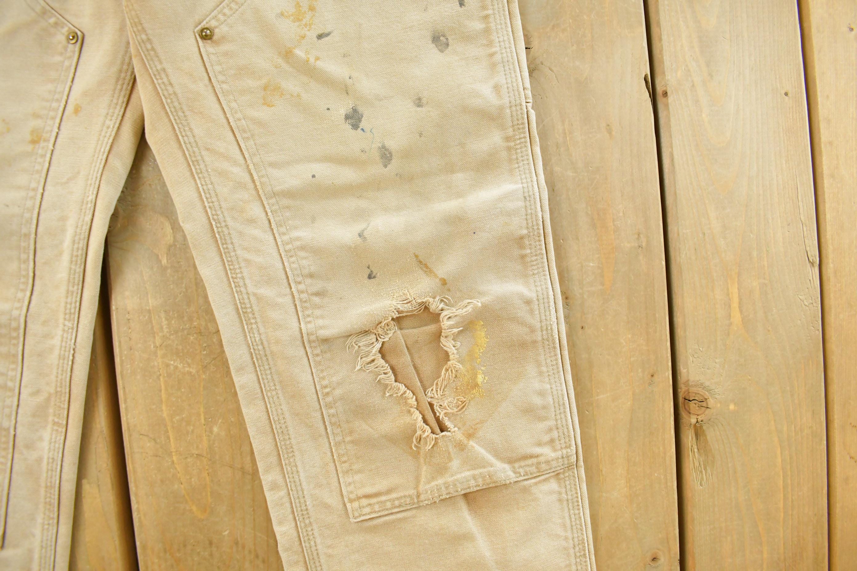 Vintage 1990s Carhartt Distressed Sun Faded Double Knee Pants Men's 30 x 29
