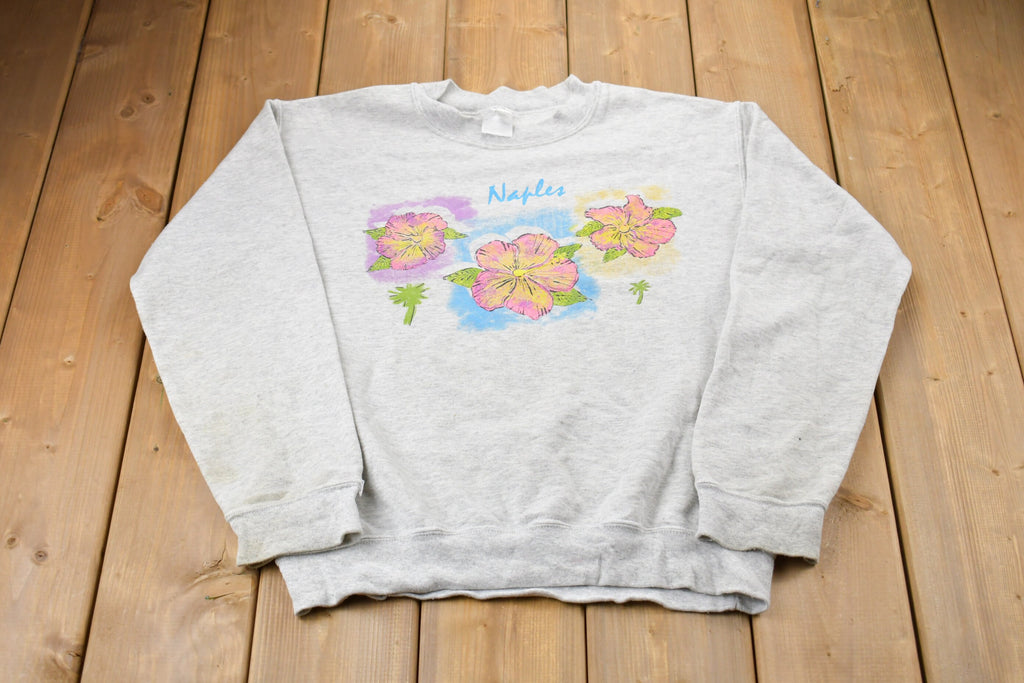 Vintage 1990s Naples Florida Floral Print Crewneck Sweatshirt