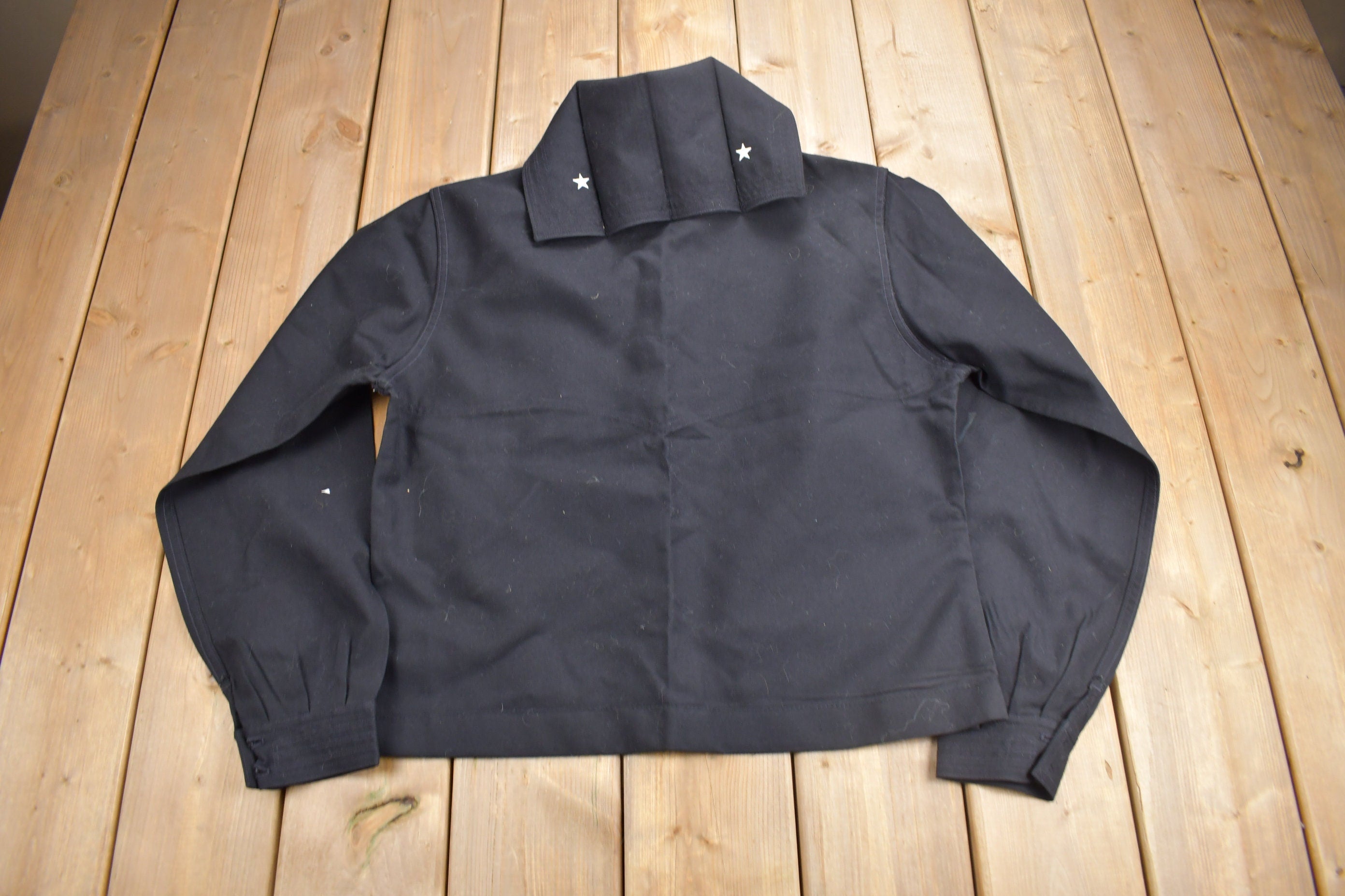 Vintage 1990 Mens Blue Dress Jumper Naval Uniform Sweater