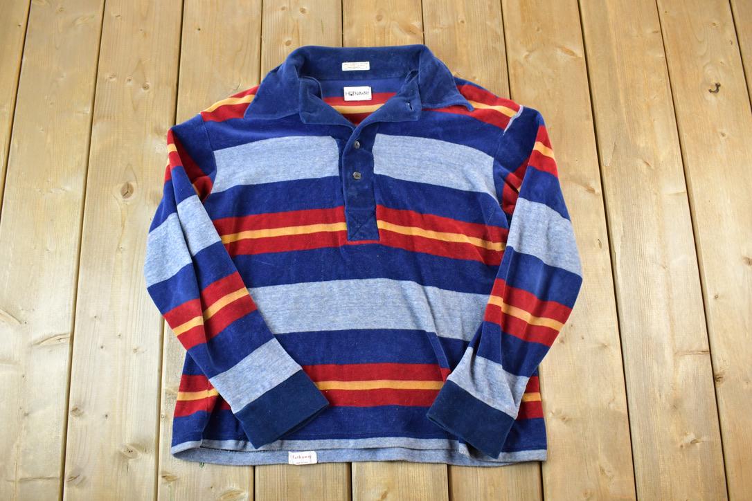 Vintage 1990s Hathaway Golf Classics Velour Quarter Button Up Shirt