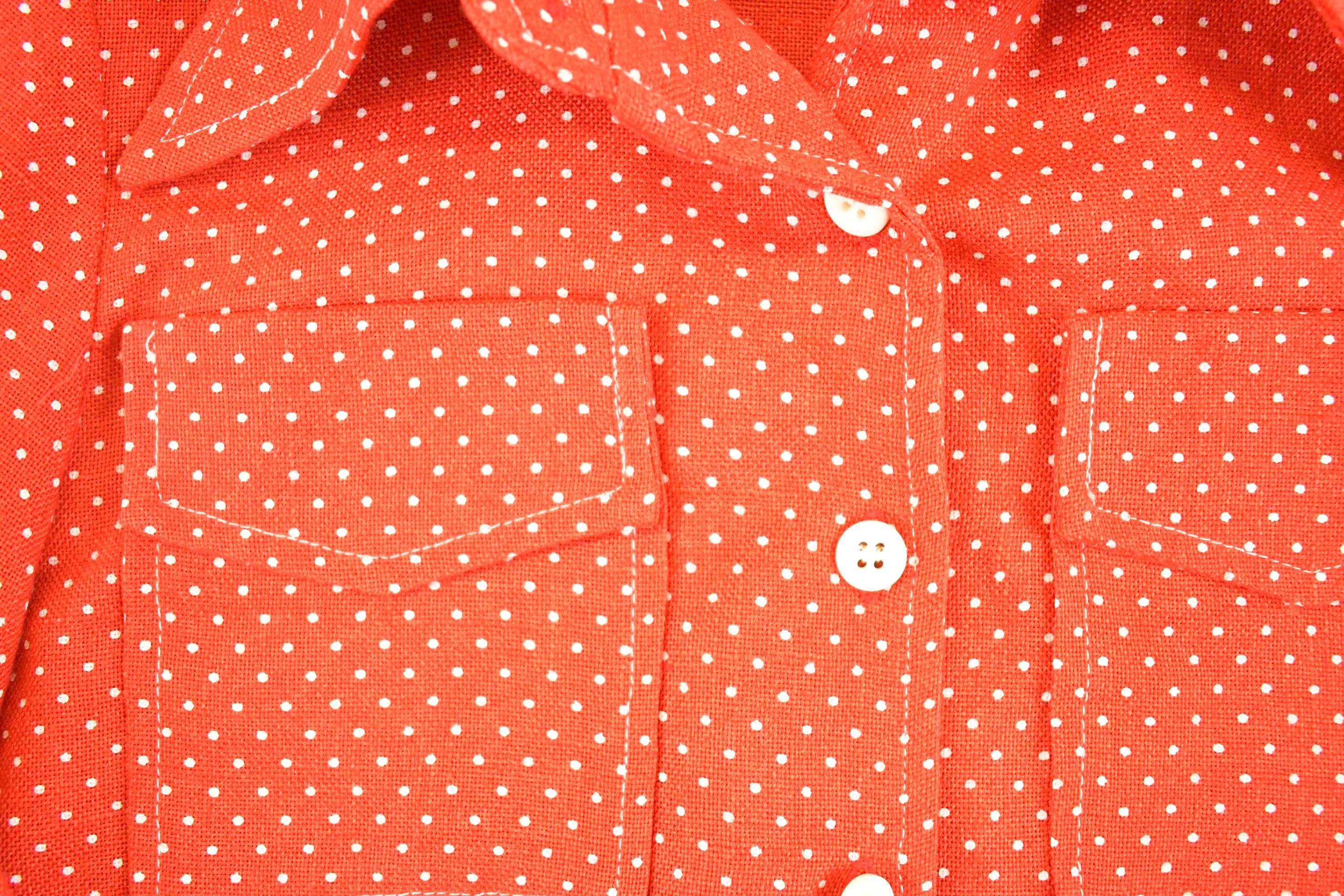 Vintage 1960s Polka Dot Button Up Shirt Men's S /