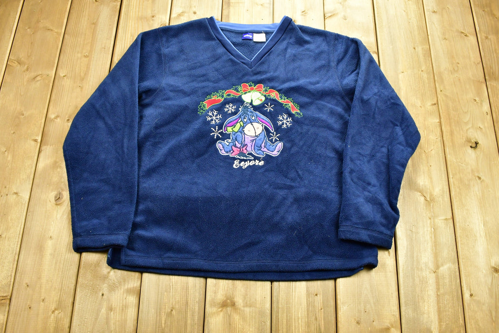 Vintage 1990's Eeyore Embroidered Christmas Sweater , 90s Holiday Crewneck , Winnie The Pooh , Vintage Disney ,Festive Graphic Print