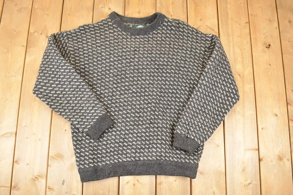 Vintage 1990s Roots Wool Knit Crewneck Sweater Men's L