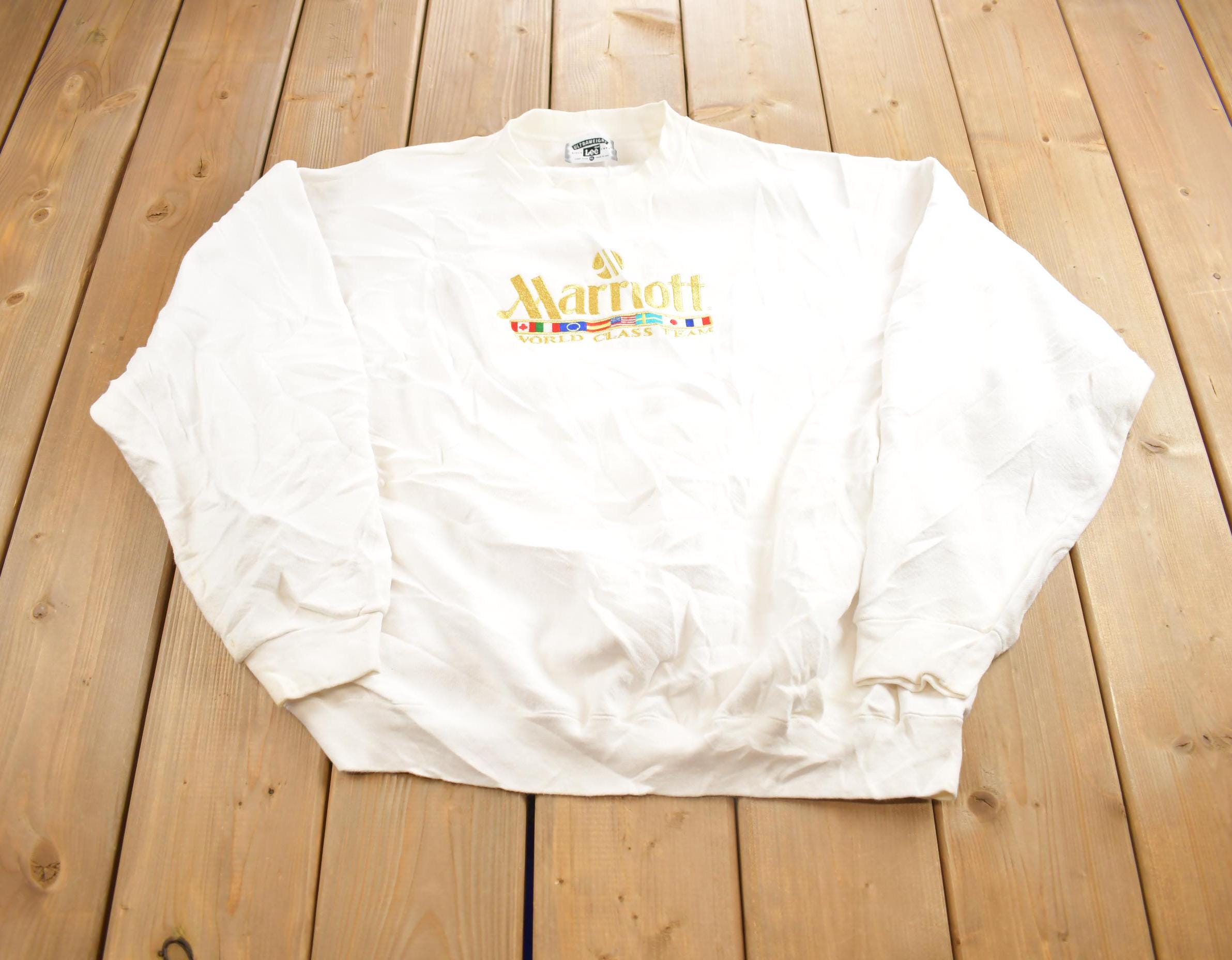 Vintage 1990s Marriott World Class Team Embroidered Crewneck Sweatshirt Made In USA