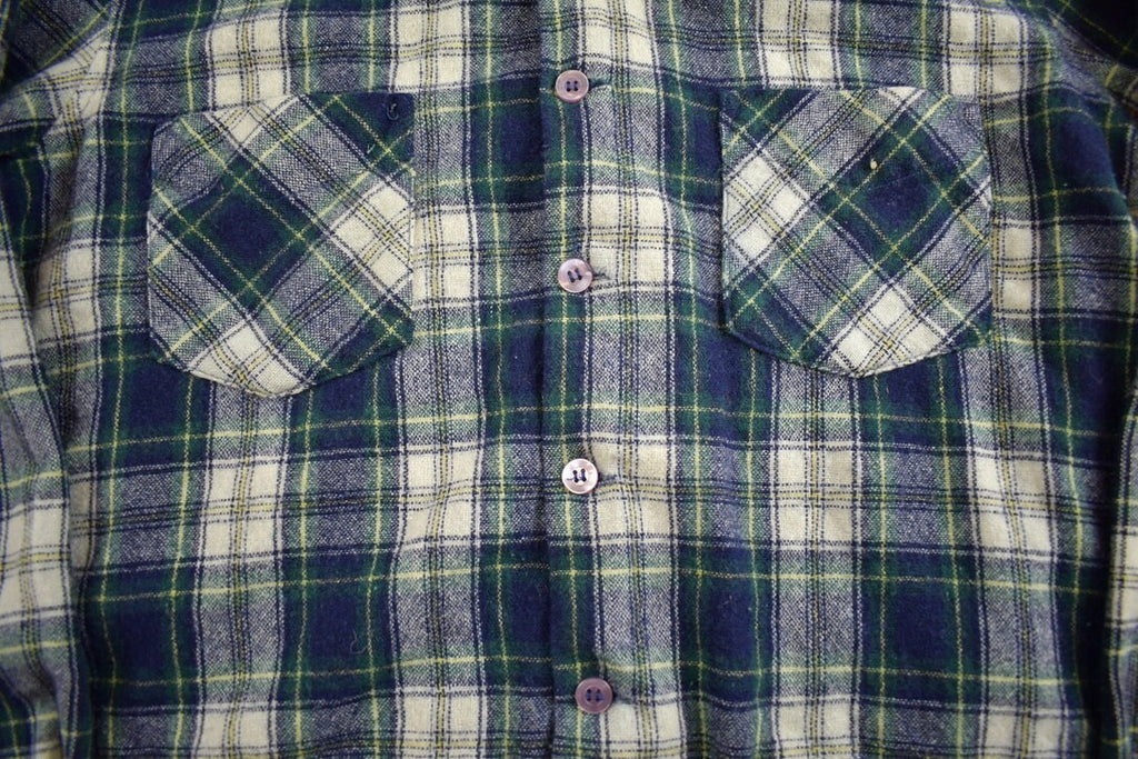 Vintage 1980s Blank Plaid Blank Button Up Shirt Made In USA