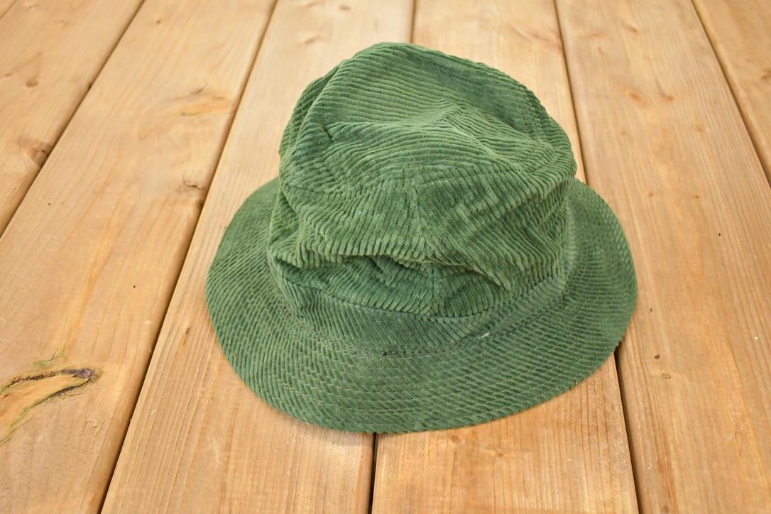 Vintage 1990s Hunter Green Corduroy Bucket Hat Men's L  90's Outdoorsman Cap  Made In USA