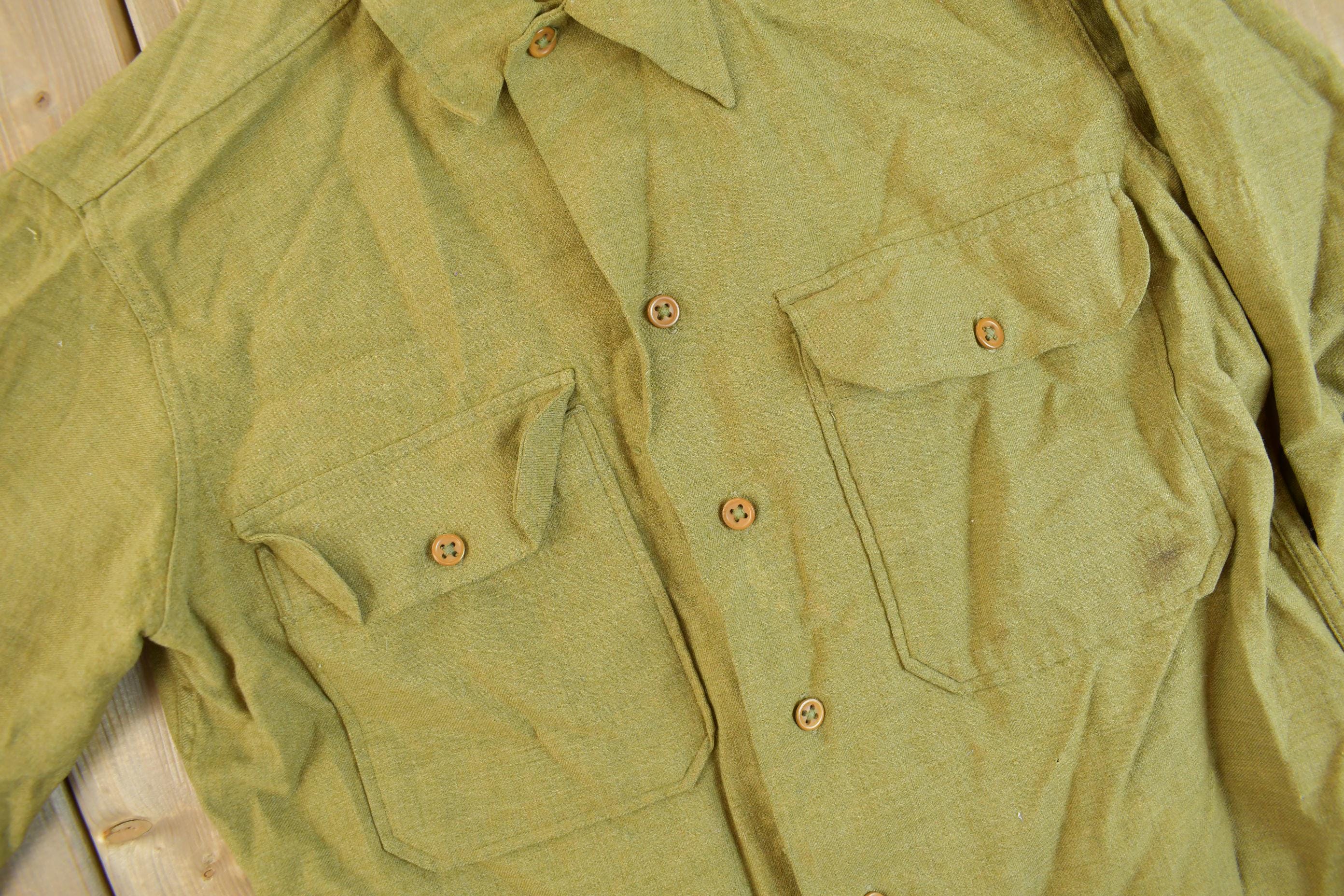 Vintage 1960s OG-107 Military Sateen Shirt