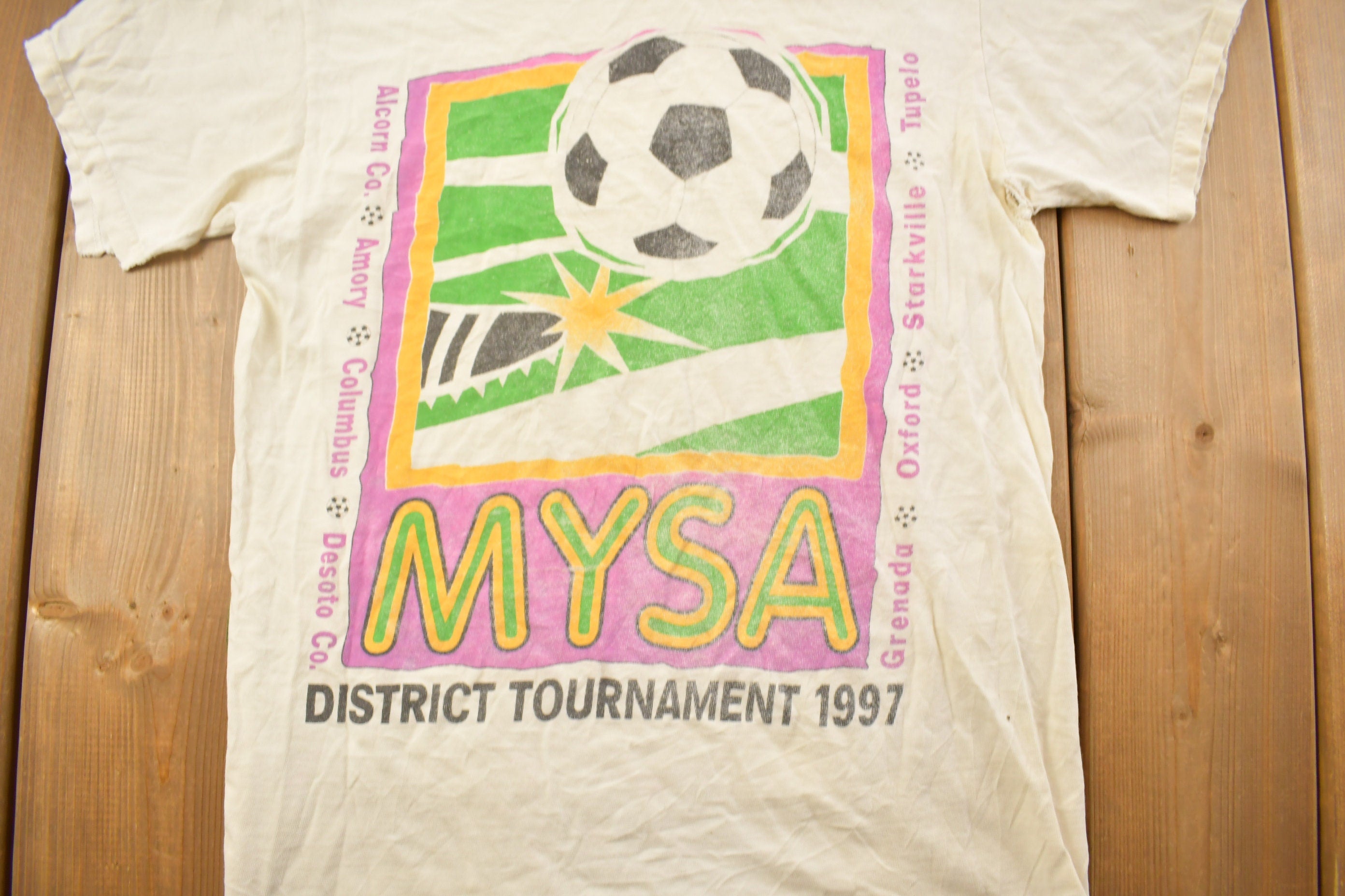 Vintage 1997 MYSA District Soccer Tournament Graphic T Shirt