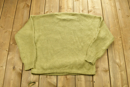 Vintage 90's Kitty Hawk Crochet Knit Sweater / Vintage 90s Crewneck / Abstract Pattern Sweater / Outdoor / Beaded / Pullover Sweatshirt