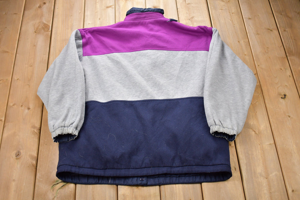 Vintage 1990s Striped Button Up Lined Sweatshirt