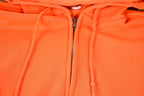 Vintage 1990s Bright Orange Blank Zip-Up Hooded Sweatshirt