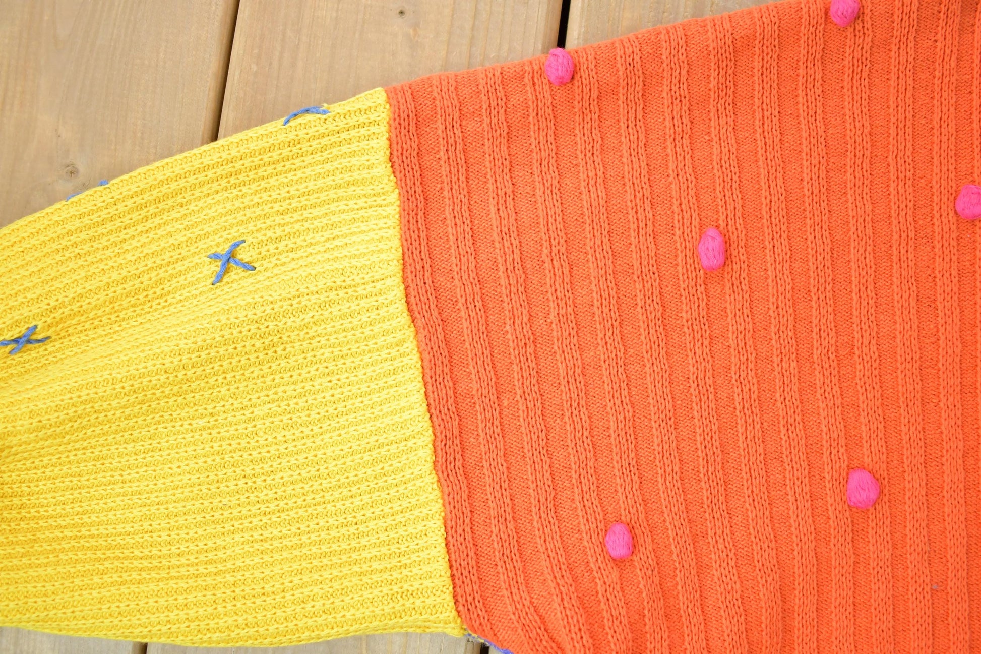 Vintage 1990s Bonnie Boerer PRET Knit Crewneck Colour Block Sweater