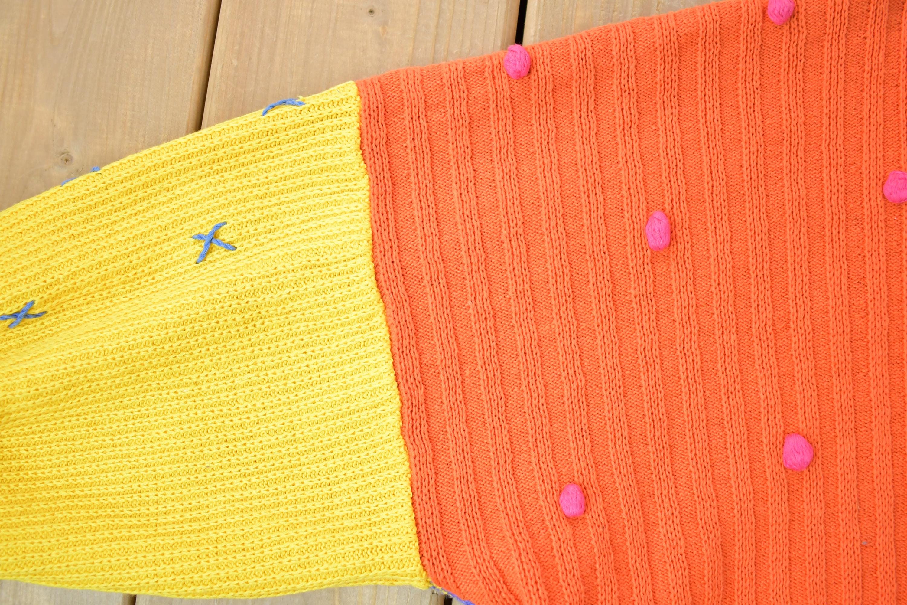 Vintage 1990s Bonnie Boerer PRET Knit Crewneck Colour Block Sweater