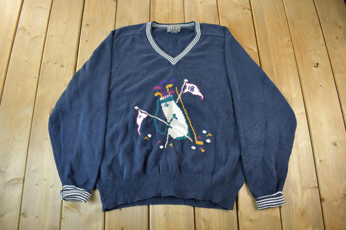 Vintage 1990s Golf Embroidered Golf Knitted Sweater Men's XL / Vintage 90s V Neck / Cricket Sweater / Outdoor / Sweatshirt / Sansaball Sport