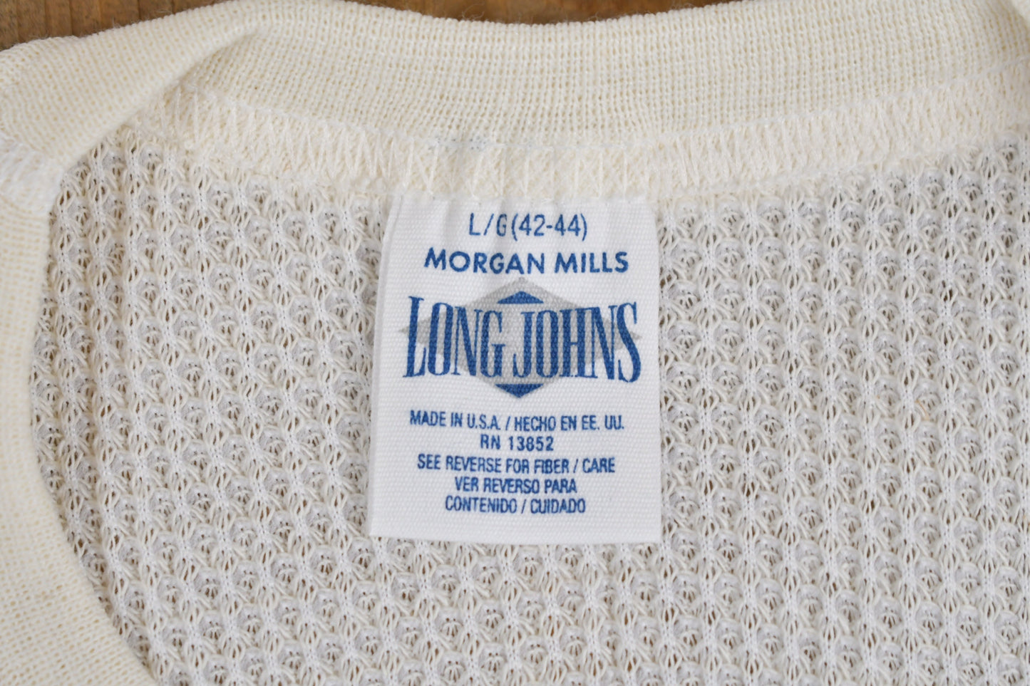 Vintage 1980s Long Johns Waffle Knit Long Sleeve / 80s Crewneck / Morgan Mills / Athleisure / Streetwear / Made In USA / Vintage Waffle Knit