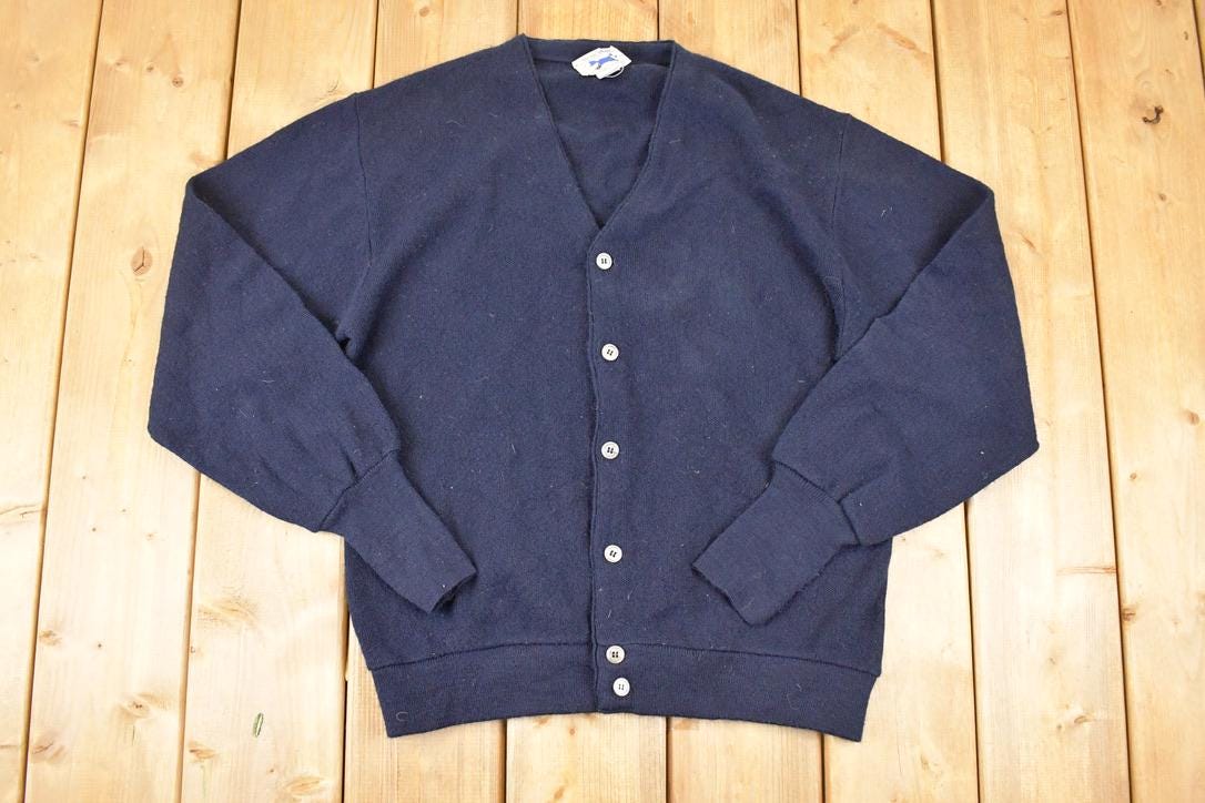 Vintage 1970s The Fox Sweater Knit Cardigan Men's M